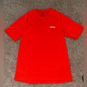 Mens Neon Orange Base-Layer Patagonia Athletic Shirt